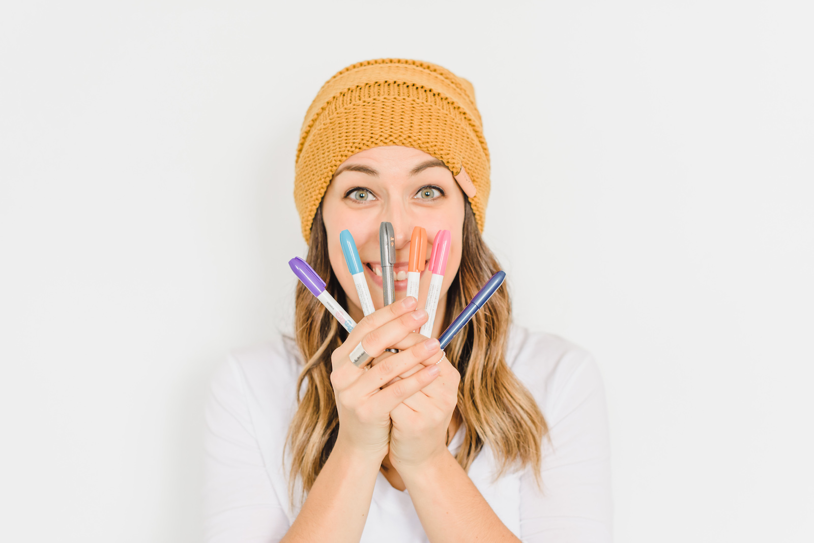 Becca Courtice at her calligraphy desk