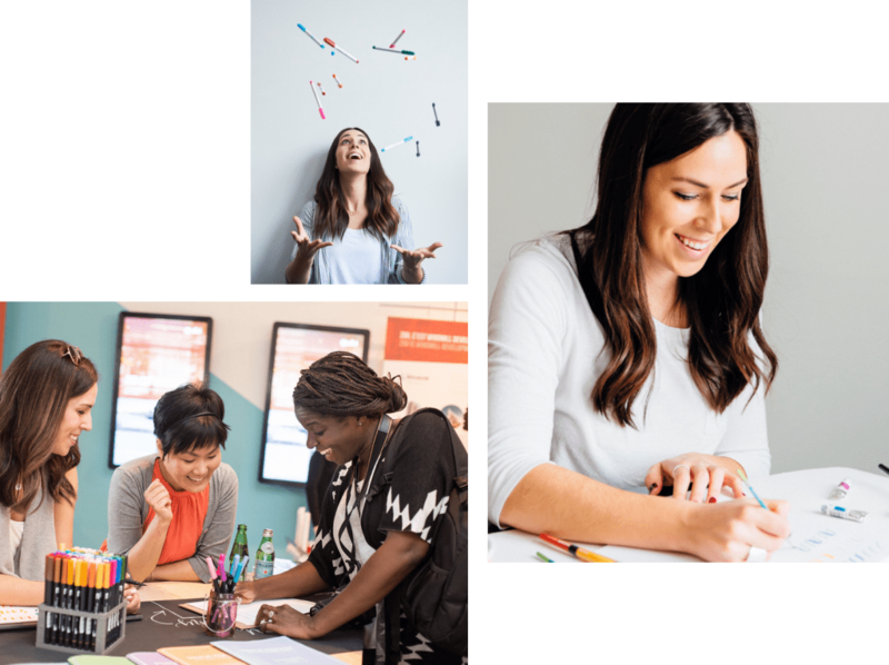 Becca Courtice teaching modern calligraphy