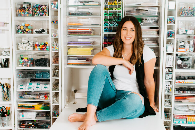 Becca's Ottawa studio with calligraphy pens and practice pages