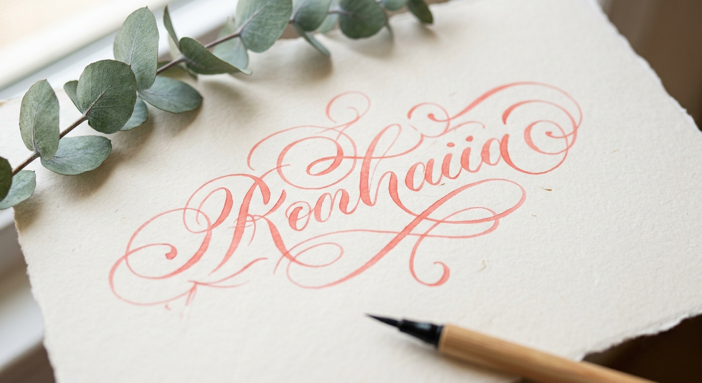 Flourishing worked onto a finished calligraphy piece